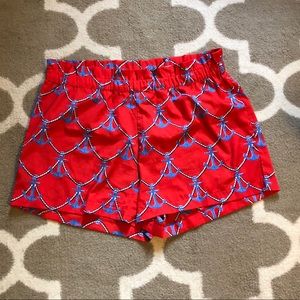 Large (12-14) red anchor flowy shorts